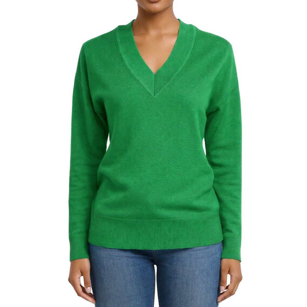 On 34th Macy’s Green V-Neck Sweater XS Cotton Blend